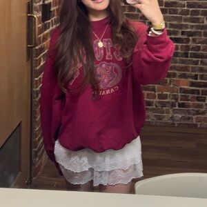 Womens Burgundy Graphic Sweatshirt - Casual Pullover